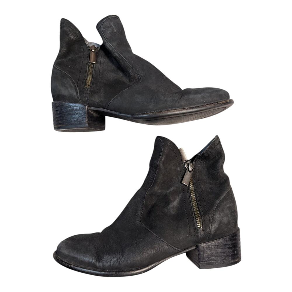 Seychelles Lucky Penny Black Suede Double Zip Almond Toe Ankle Boots Sz 6
